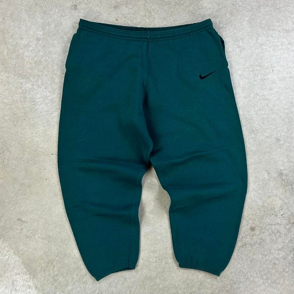 Vintage 90s Nike Sweatpants Size 33x24.5 Forrest Green Tapered Leg Cotton Logo